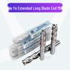 He Ye Straight Shank Extended 6-Flute Coarse Wave Blade Milling Cutter, Super Hard, Sizes 8-20 mm.