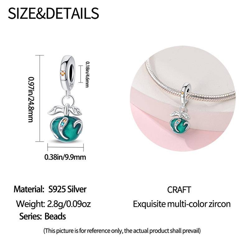 Original Charms Copper Green Field Blue Apple Pendant Beads Fit Bracelet Women Jewelry Making Diy Gift
