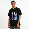 Funny Couple Style Home Print T-Shirts Loose Casual Tops With Blue Cat Purple Hair Girl Pattern Pure cotton T-shirt