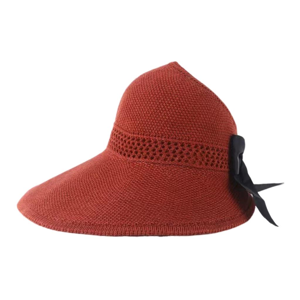 Foldable Women Wide Brim Straw Hat Breathable French Style Sun Hats with Bowknot for Outdoor Travel Photography