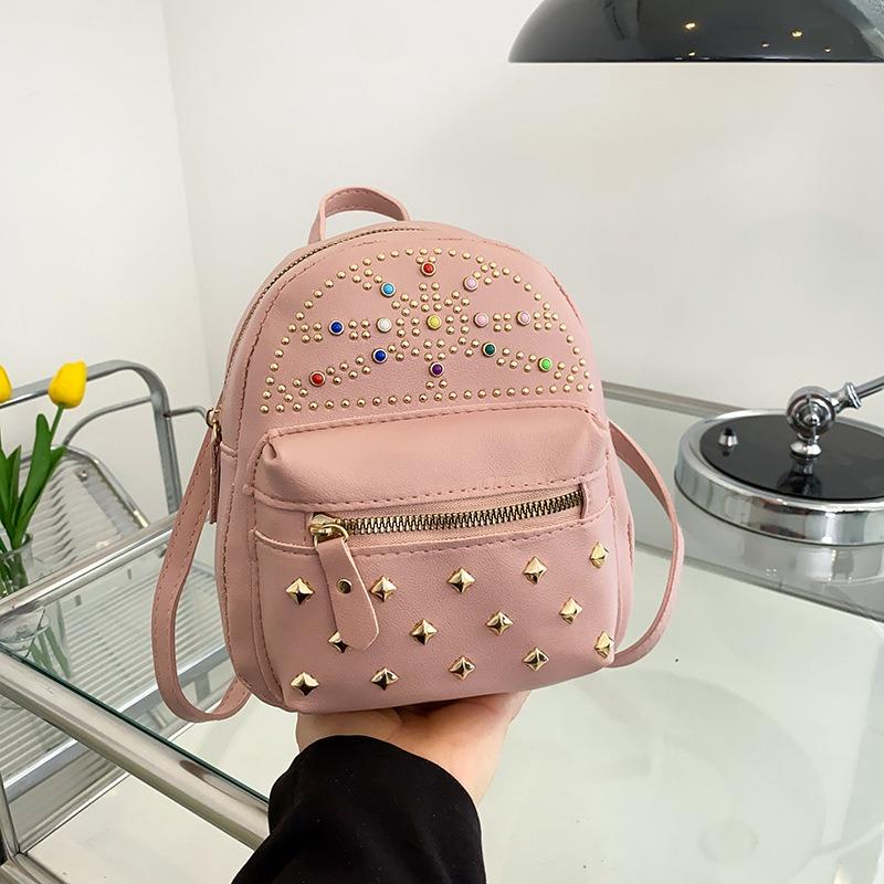 Fashion Rivet Pearl Shoulder Women's Bag Summer Versatile Multifunctional Large Capacity Light Luxury Backpack