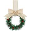 Indoor Mini Holiday Wreath with Fabric Bow for Window Hanging Plastic Material Rustic Style Seasonal Decoration