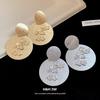 European and American Silver Needle Metal Pleated Round Flower Earrings Light Luxury High-end Stud Earrings Simple Hand Earrings Women