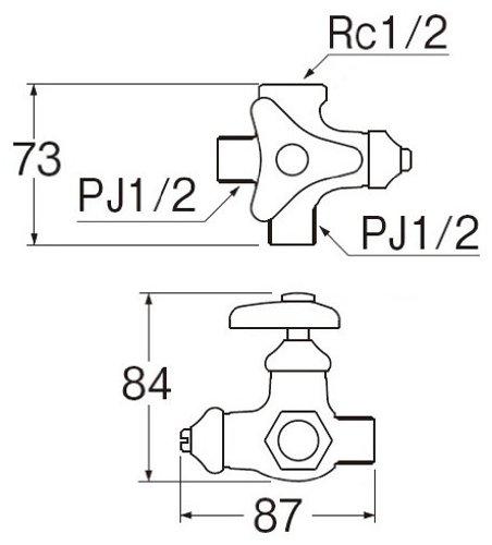 SANEI (Sanei) [Branch Stop Valve Body, Common Type] Straight Type V2220RAD-X3-13