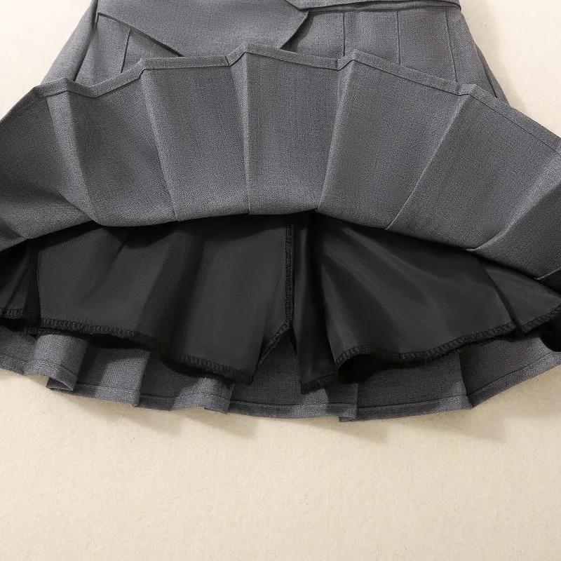 Teenage Girls Pleated Skirt Casual Grey School Skirt for Kids 2026 Spring Summer Simple Stylish Versatile A-line Short Skirt