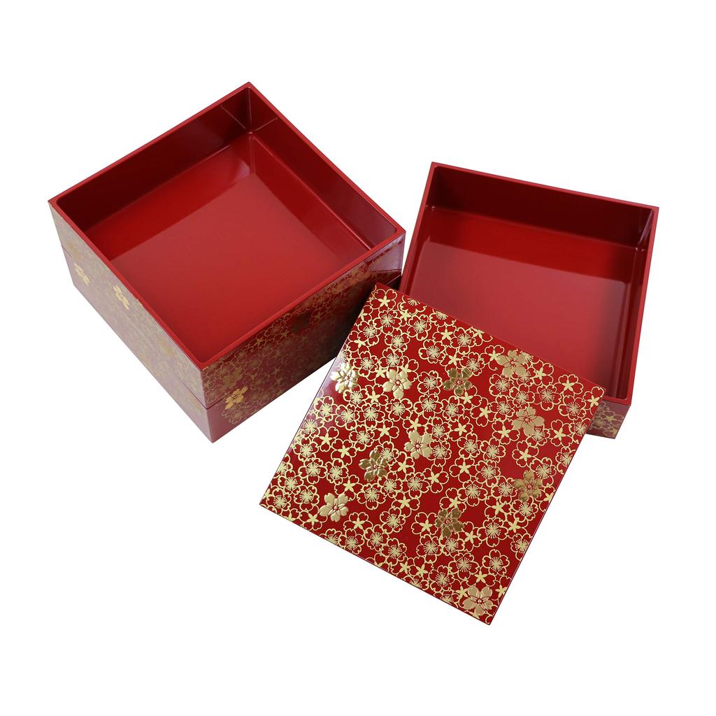 Osaka Choseido Cherry Blossom Design 15cm Jubako Vermilion Yamanaka Includes Original Cooler Bonus Sports Eve Meal 3-Tiered Box, Lacquer, Bag,