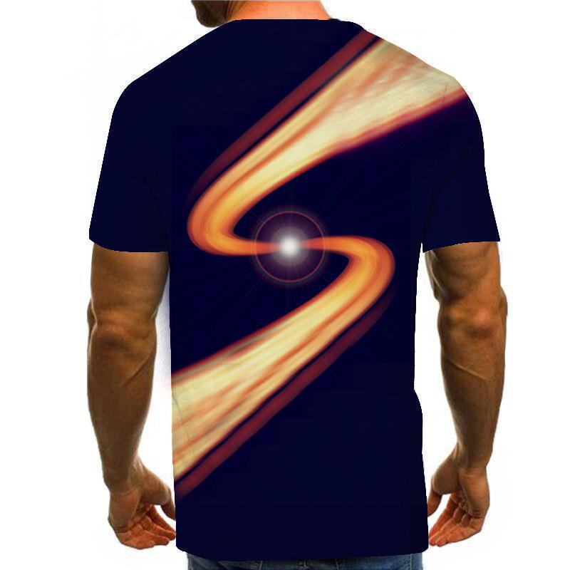 Summer Round Neck 3D Creative Vision Print Top Fashionable Casual Short Sleeved Men's T-shirts