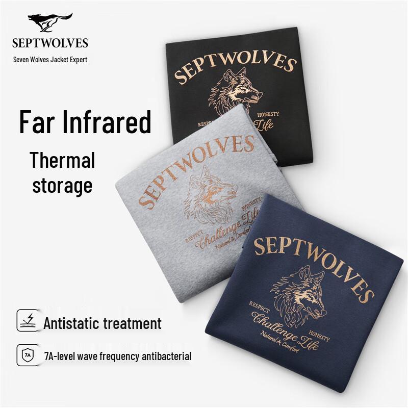 SEPTWOLVES Men's Autumn Wolf Head Print Pullover Sweatshirt