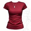 Damen Slim Fit Rundhals Kurzarm T-Shirt - Sommer 2026 Vielseitiges Basic Top