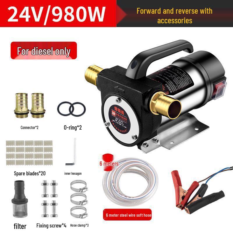Universal 12V/24V Electric Diesel Oil Transfer Pump - Small, Large Flow, Self-Priming Oil Extractor