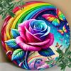 Vintage Metal Wall Art Rainbow Rose Butterfly Decor Weather Resistant Outdoor Patio Garden