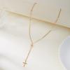 Vintage Gold Color Long Chain Cross Drop Necklaces for Women Simple Metal Geometric Bead Tassel Choker Aesthetics Jewelry Gifts