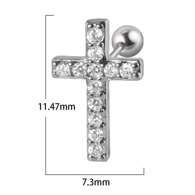 

1Pcs Cross Zircon Earring Ear Bone Nail For Women Cartilage Earring