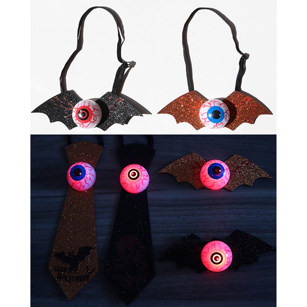 4 Halloween bat glowing black and holiday children's adjustable elastic band tie, suitable Halloween costume parties