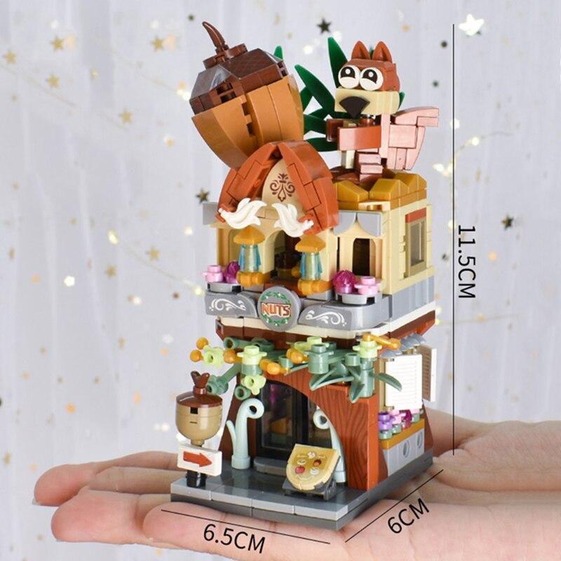 LOZ 1641 City Street Squirrel Nut Obchod s potravinami Obchod Architektura zvířat Model Mini bloky Cihly Stavebnice Hračka pro děti