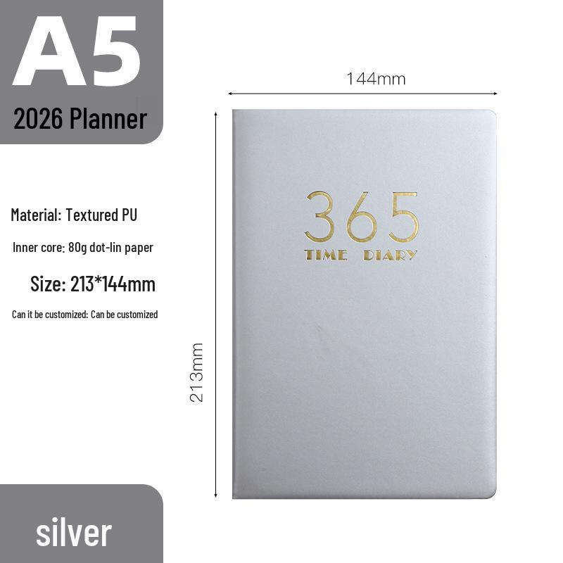 Ежедневник для повышения эффективности 2026: Учеба, Список дел, Тайм-менеджмент и Расписание серебряный