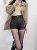 Leather Shorts Black Y2k Women Autumn And Winter High Waist Bag Hip Sexy Pu Leather Bottoming Elastic Shorts Plus Size S-4XL