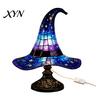 Halloween Decoration Lamp Witch Hat Table Lamp, USB Powered LED Bedside Light, Resin Gothic Night Light for Bedroom, Living Room, Shelf Decor
