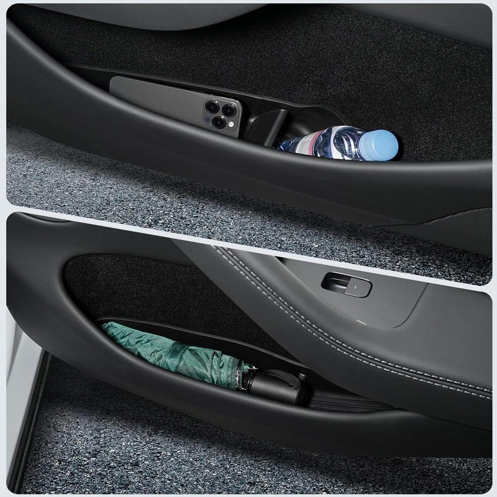 4PCS TPE Side Door Storage Box for Tesla Moldel Y Juniper 2025 2026 Model 3 Highland 2025-2026 Scratch-Resistant Trays Organizer