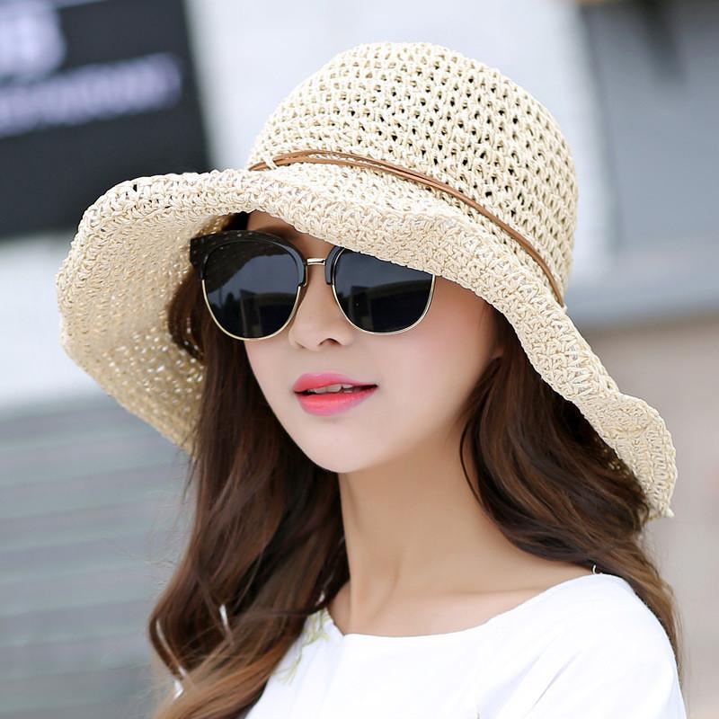 Handwoven Straw Hat For Women With Large Brim Summer Sunshade Foldable Sun Hat For Beach And Outdoor Use