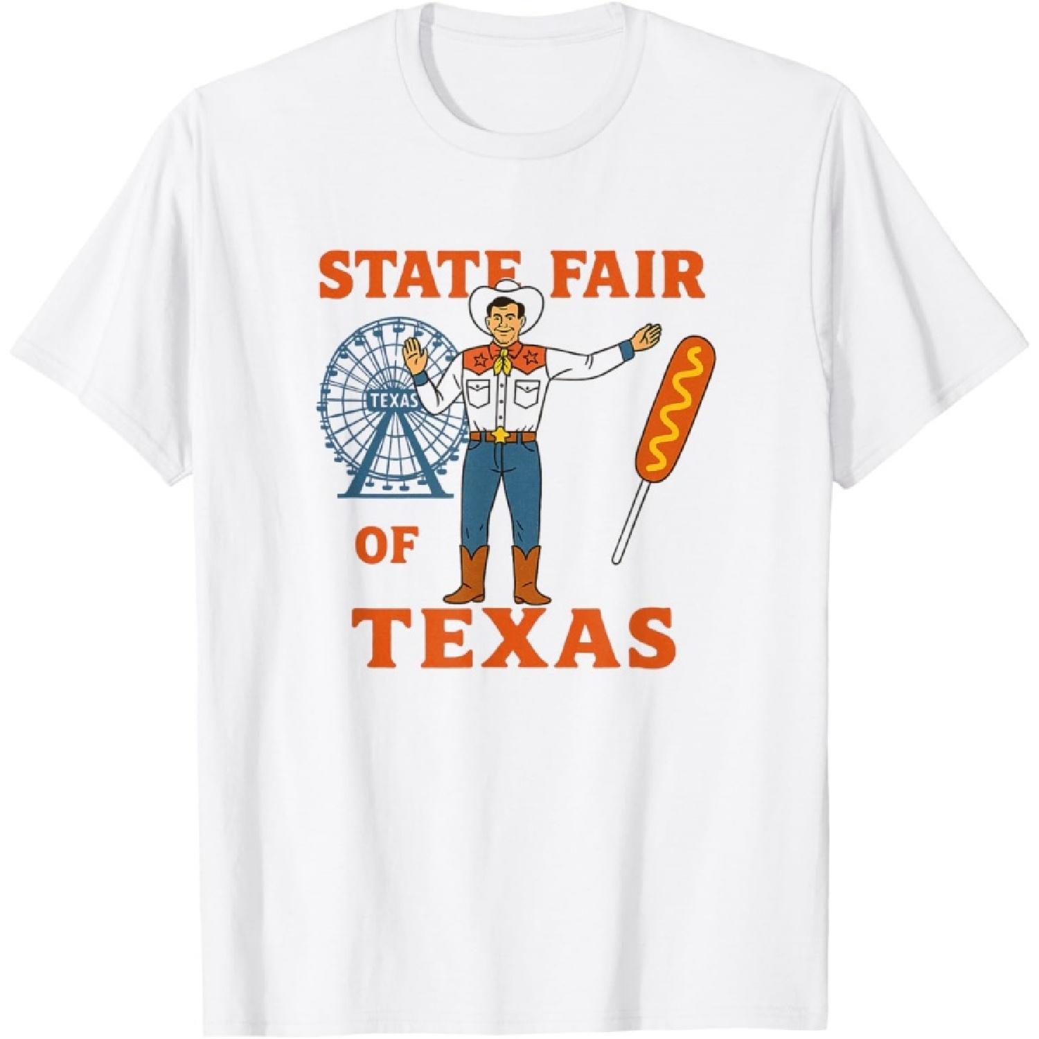 STATE FAIR OF TEXAS AND BIG TEX WITH CORN DOG TEE Men Women Kids T-Shirt XXXXXL белый