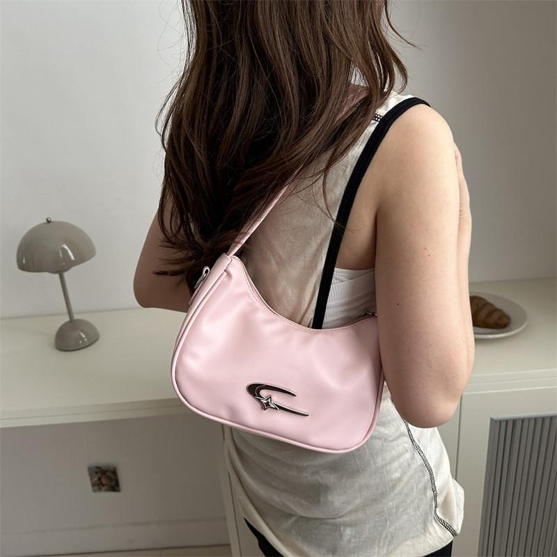 Trendy Pu Crescent Shoulder Bag 2024 Fashion Crossbody For Women With Stitching