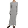 Women's Long Sleeve Ribbed Knitted Maxi Dress Crew Neck Bodycon Sweater Dress Elastic Slim Tie Waist Pencil Long Dress