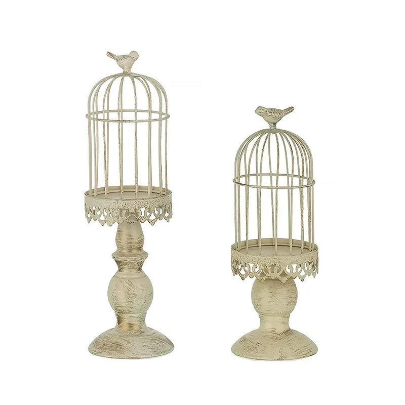 Creativity Retro Bird Cage Candle Holder Ornament Ironwork Candlestick Photography Wedding Restaurant Props Home Decor