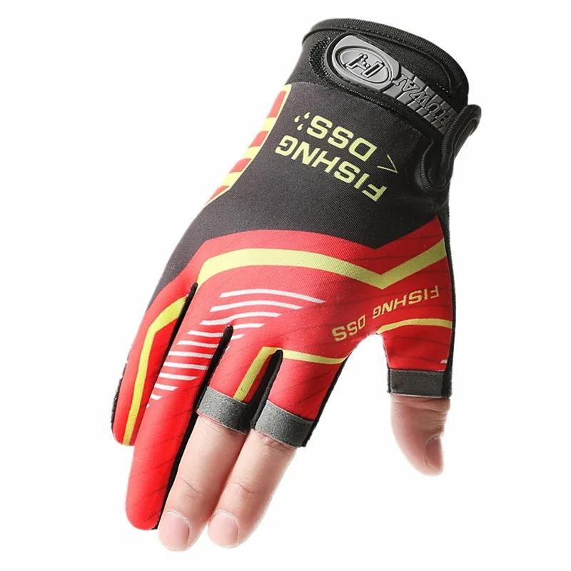 1 Pair Fishing Gloves for Men Summer Fishing Road Sub Sunscreen and Anti Slip Ice Silk Breathable Thin Three Finger Cut Gloves