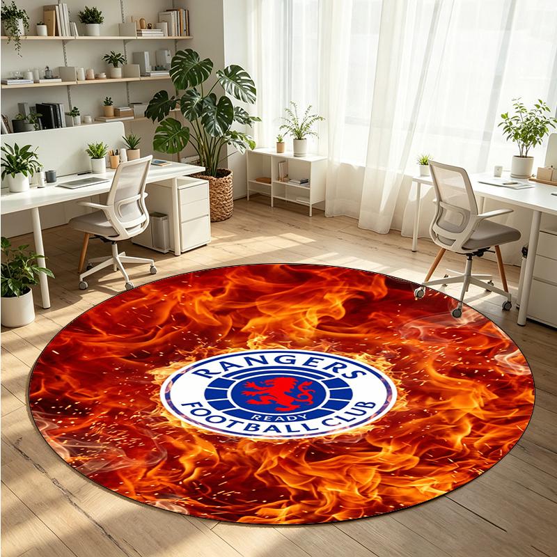 Rangers FC Printed Round Crystal Velvet Rug Soft Non Slip Floor Carpet For Bedroom Holiday Gift