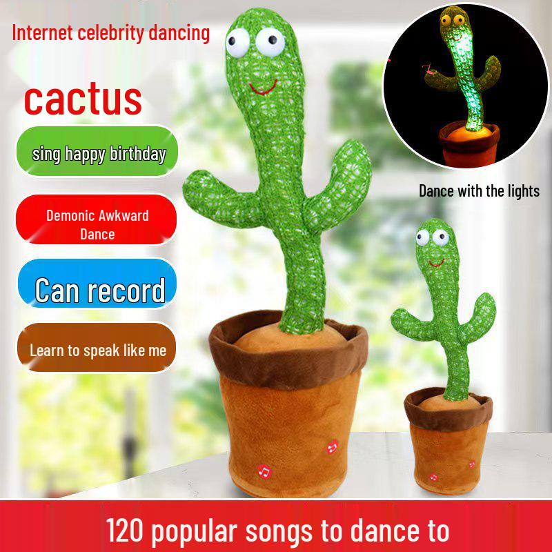 Dancing Cactus Soothing Plush Toy with Ring Toss for Children