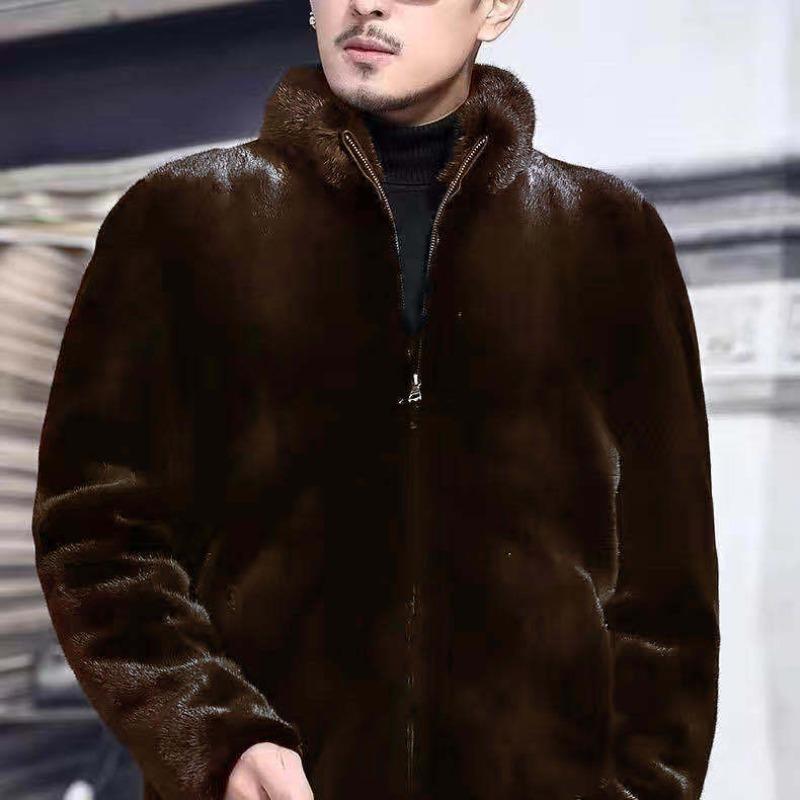 Men's Top Imitation Mink Hair Imitation Fur Jacket Thickened Large Size Imitation Fur Velvet Autumn and Winter Wear