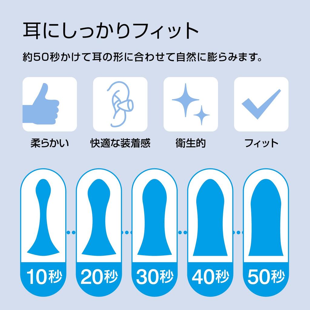 HOZAN Large 60 Sleep 34dB Noise Noise Comfortable for and Suitable for Small Earplugs, Capacity, Pairs, Soundly, Noise-Canceling, Reduction,