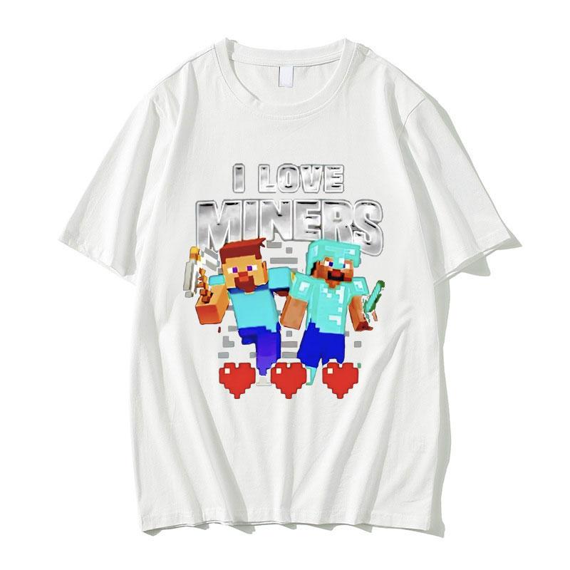 Me Encantan los Mineros Camiseta Estampada Otaku Juego Camiseta Meme Divertida Cuello Redondo Hombre Verano Algodón Puro Manga Corta Hombre Oversize 01336