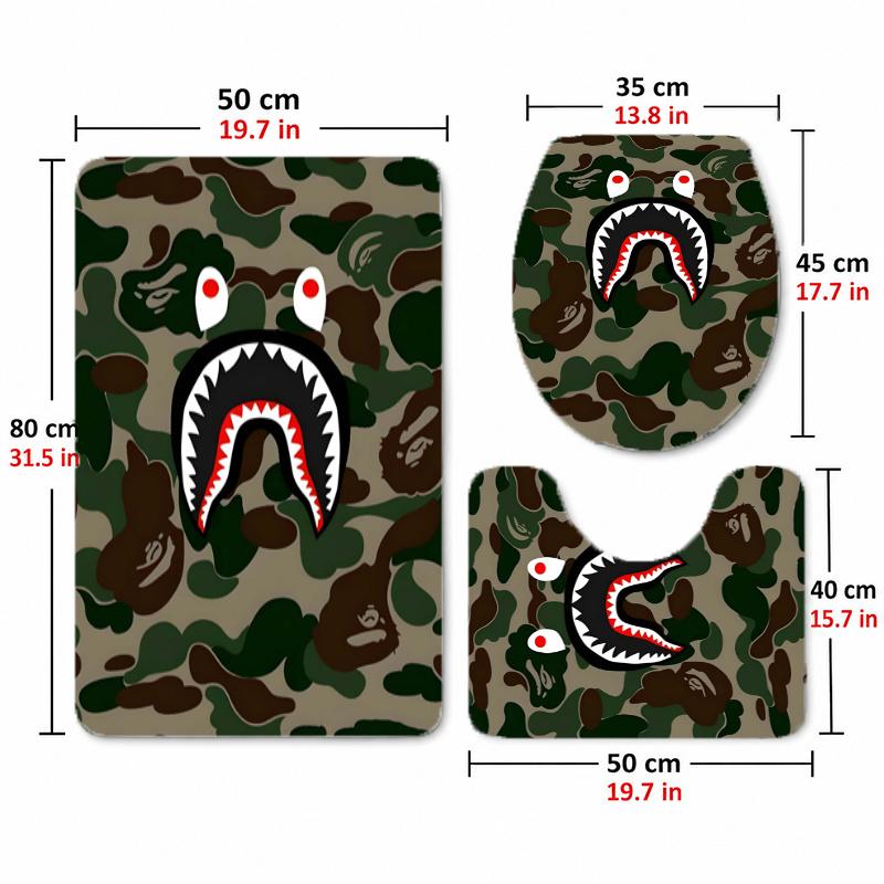 Fashion Brands (1) Flannel Toilet 3 Piece Set Soft Bathroom Toilet Seat Cover Non-Slip Bath Rug Home Bathroom Decor