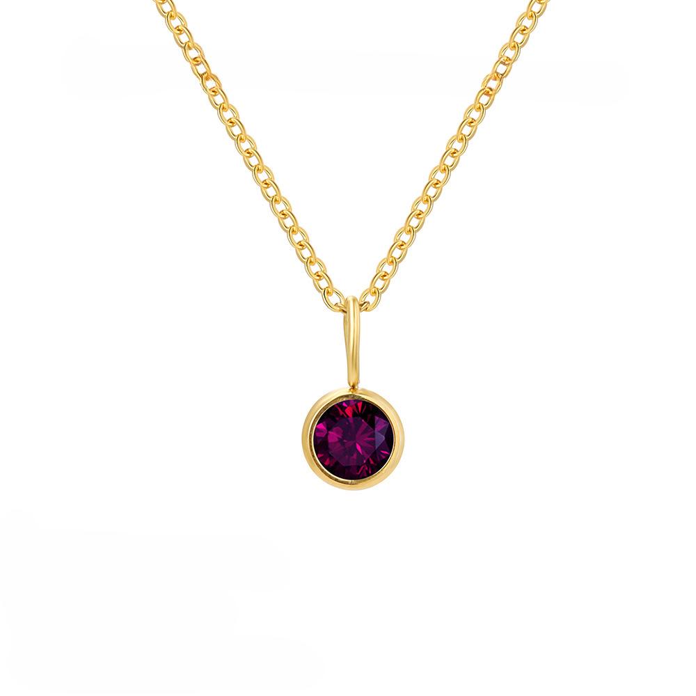 18K Gold Birthstone Stainless Steel Pendant Necklace