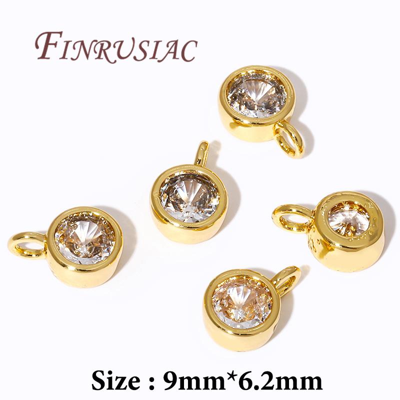 18K Gold Plated Brass with Rhinestone Charms For Jewelry,Round Pendant For Necklaces Making Findings,DIY Bracelets Accessories
