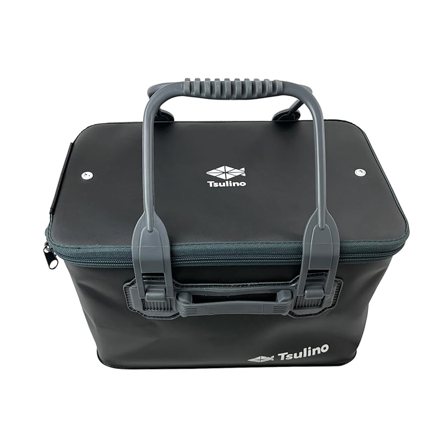 Tsulino Faltbarer Eimer mit Griff und Deckel, 40cm, Schwarz