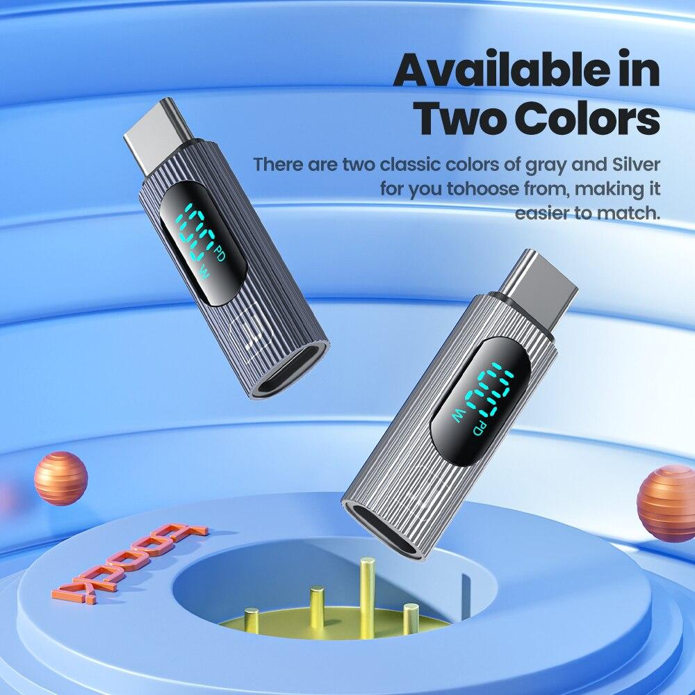 Type-C Rotating Type-C Female 100W Digital Super Fast Charging Multi Color Adapter