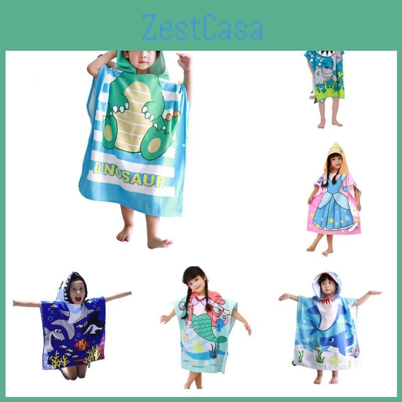 Kids Hooded Robes Bath Towel Super Absorbent Beach Shawl Boy Girl Swim Cartoon
