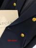 In Stock: Plus Size Women's Navy Blue Cotton-Padded Suit Jacket - 2023 Autumn/Winter Collection