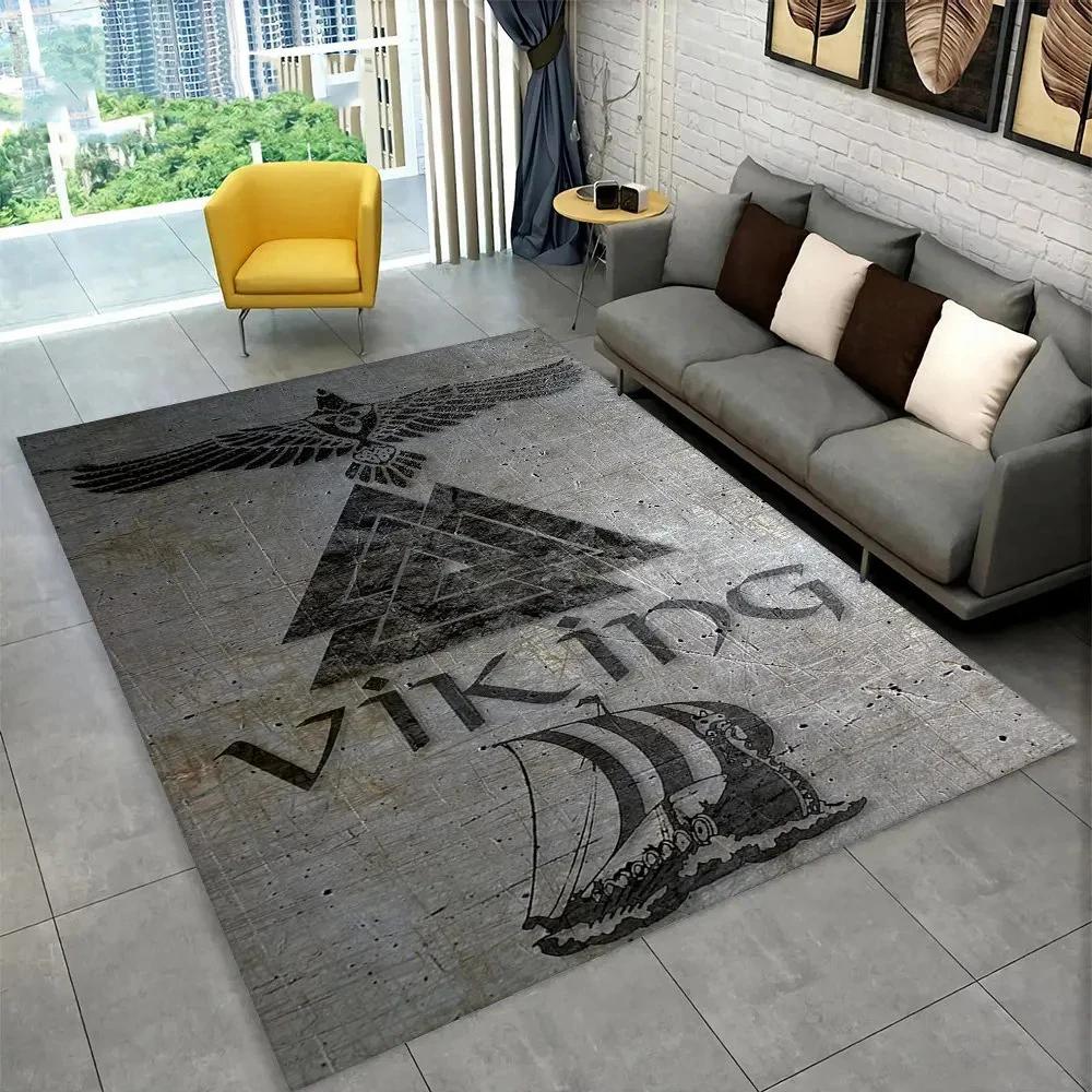 Nordic Viking Mythology Odin Valhalla Carpet Rug for Home Living Room Bedroom Sofa Doormat Decor,kid Area Rug Non-slip Floor Mat