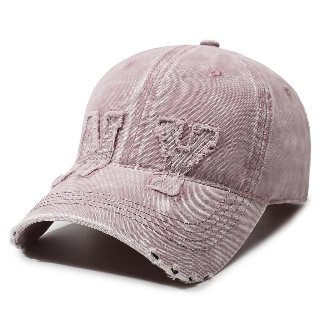 Washed old denim baseball cap men's and women's retro embroidered cap sunshade sunscreen casual versatile hat