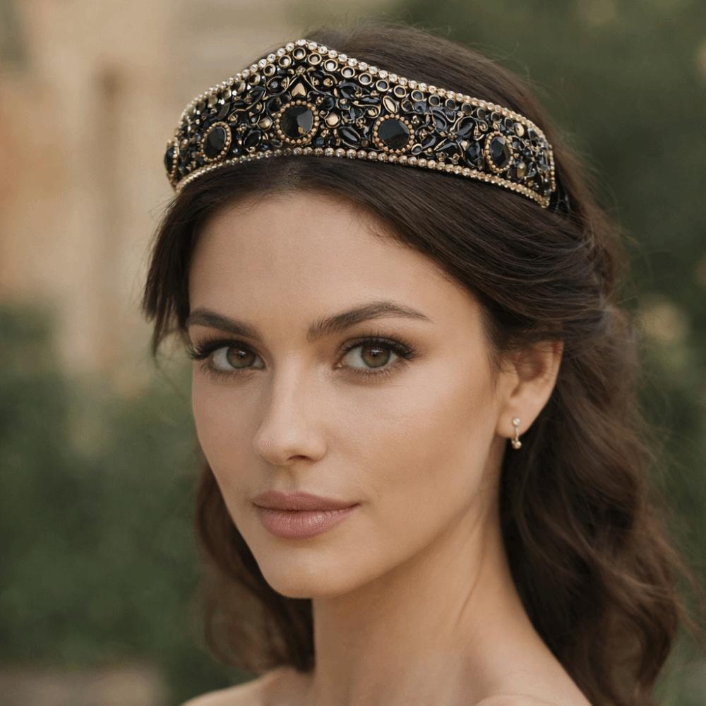 Candy Color Women Hair Hoop Wide Brim Baroque Headdress Fashion Rhinestone Headband Performance