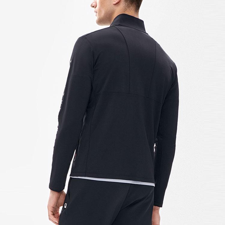 Fila Athletics Running Fitness Stand Collar Logo Knitted Long Sleeve Jacket Men Jacket Deep-Black A11M231501FBK