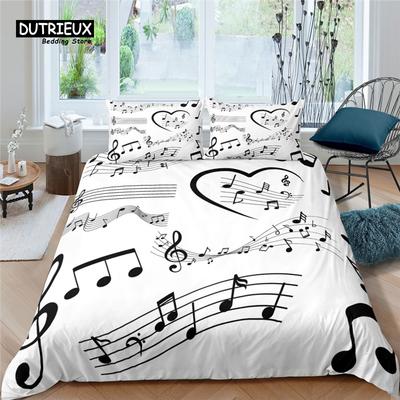 Home Living Luxus Noten Druck 2/3-teilig Weicher Bettbezug Kissenbezug Queen Size und King Size Kinder Bettwäsche Set EU/US/AU Größe