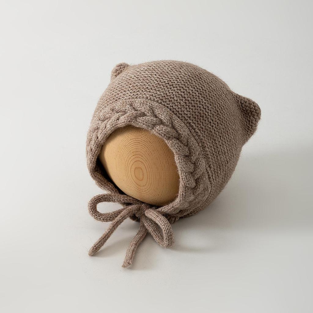 Bonnet Tricoté en Laine avec Protection des Oreilles pour Nouveau-nés - Pull Chaud d'Hiver pour Garçons et Filles