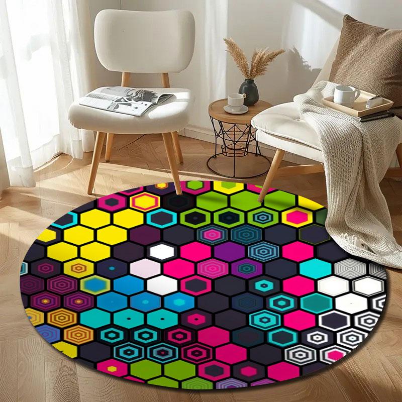 Vintage Round Peacock Multicolor Area Rug, Non-Slip Floor Mat for Entryway