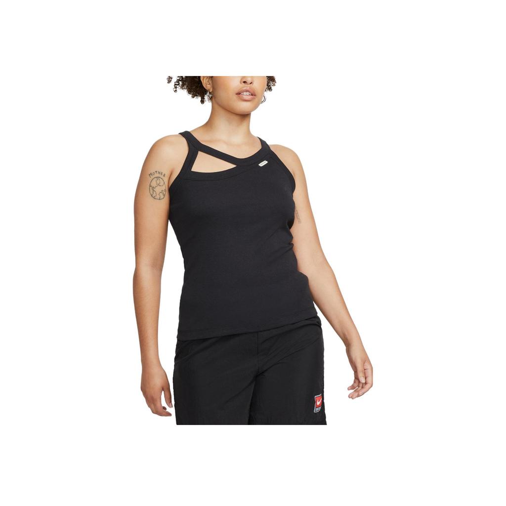 Nike Sportswear Solid Hollow Out Tank Top Women Tops Black DV8316-010