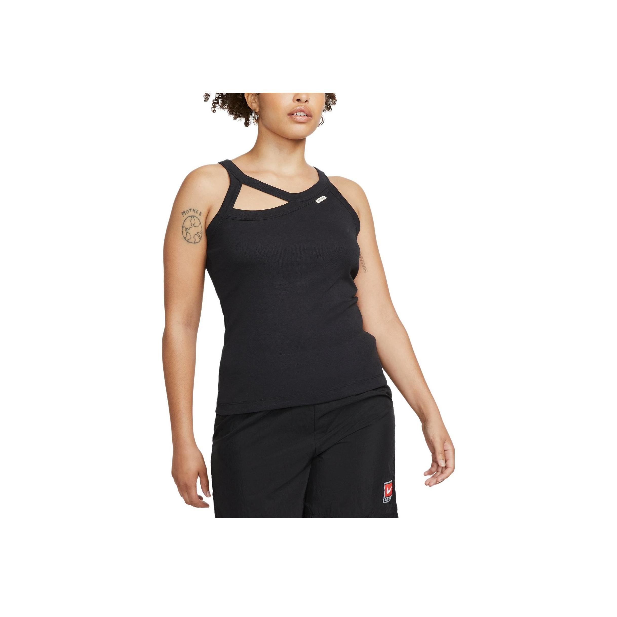 

Nike Спортивная одежда, однотонная женская майка с вырезом, черные топы DV8316-010 XS